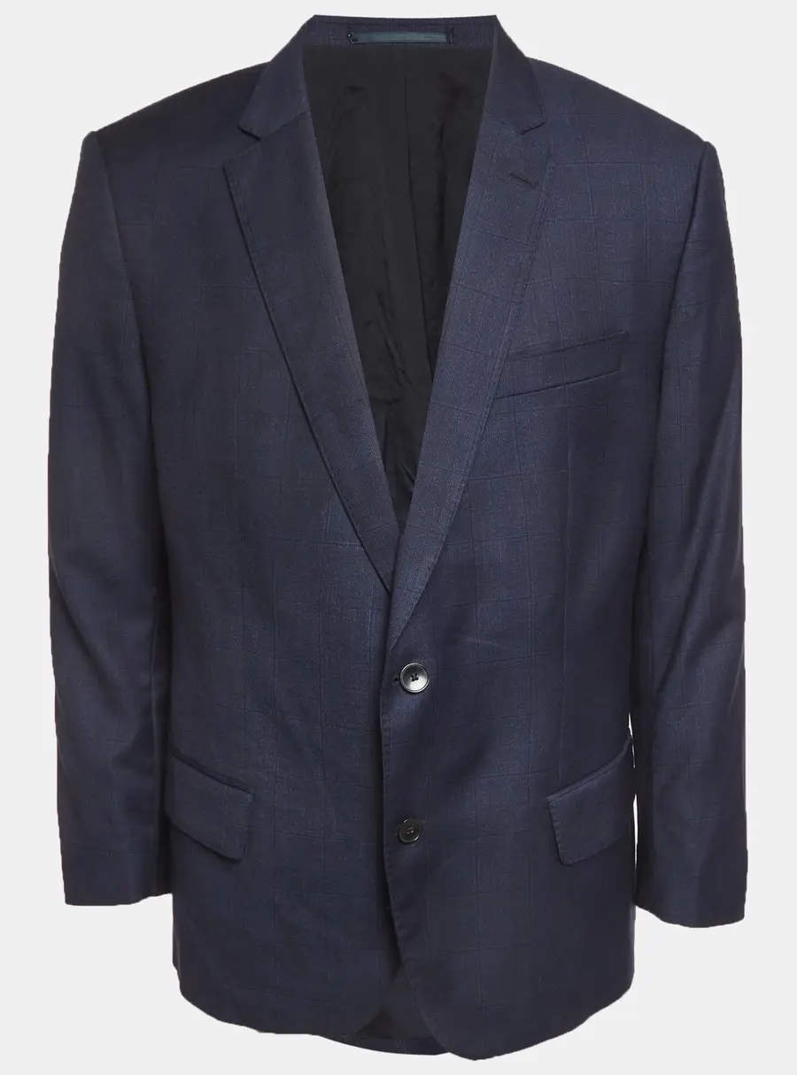 Boss by Hugo Boss Blue Checks Wool Slim Fit Blazer 4XL