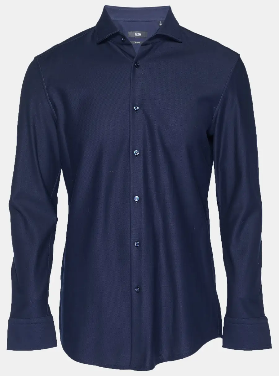 Boss By Hugo Boss Navy Blue Cotton Slim Fit Shirt L