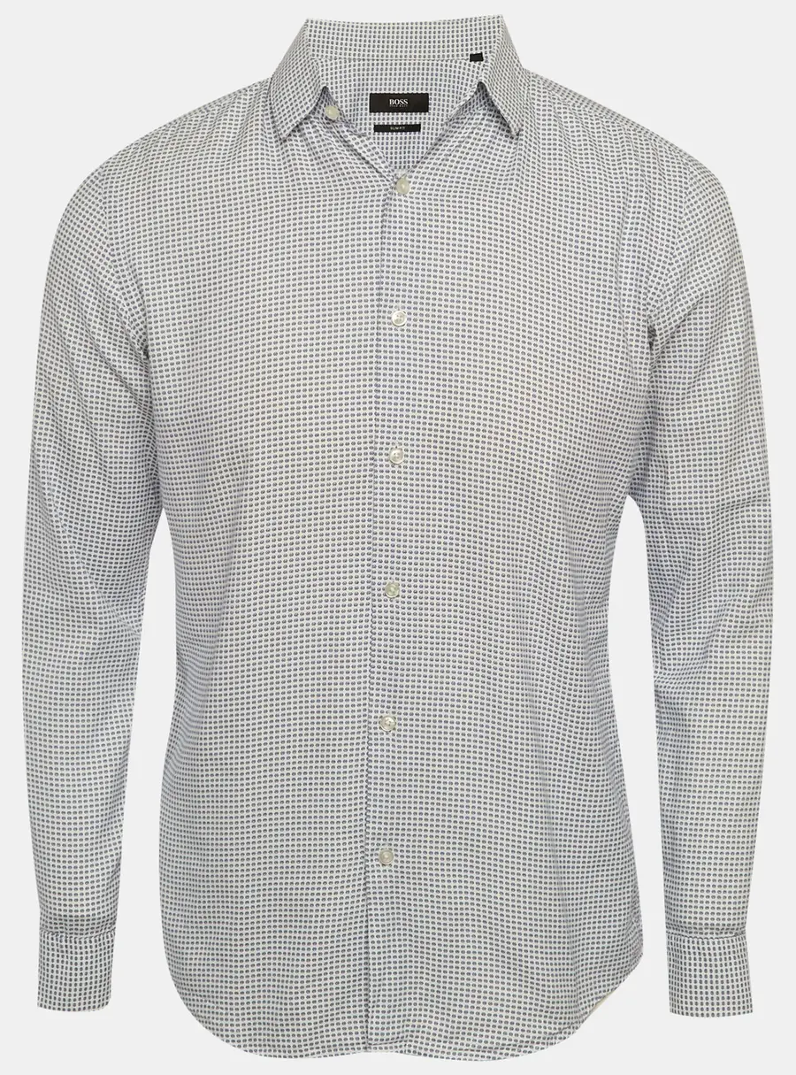 Boss By Hugo Boss Blue Printed Cotton Shirt S