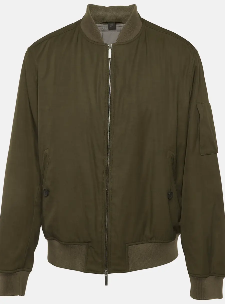 Boss By Hugo Boss Army Green Gabardine Bomber Jacket XL