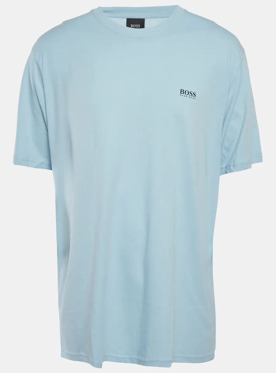 Boss By Hugo Boss Light Blue Logo Print Jersey Crewneck T-Shirt 4XL
