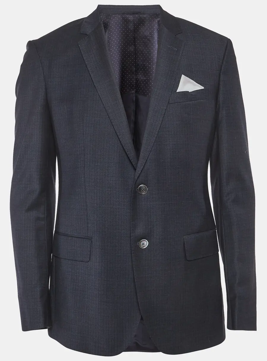 Boss By Hugo Boss Blue Pattern Wool Blend Slim Hutson Blazer L