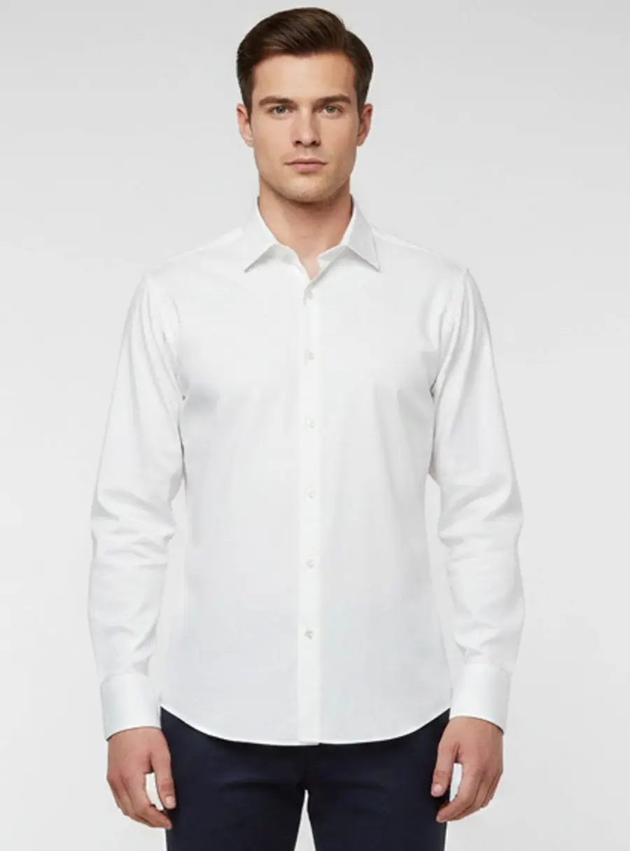 Boss By Hugo Boss White Textured Cotton Enzo Regular Fit Shirt M