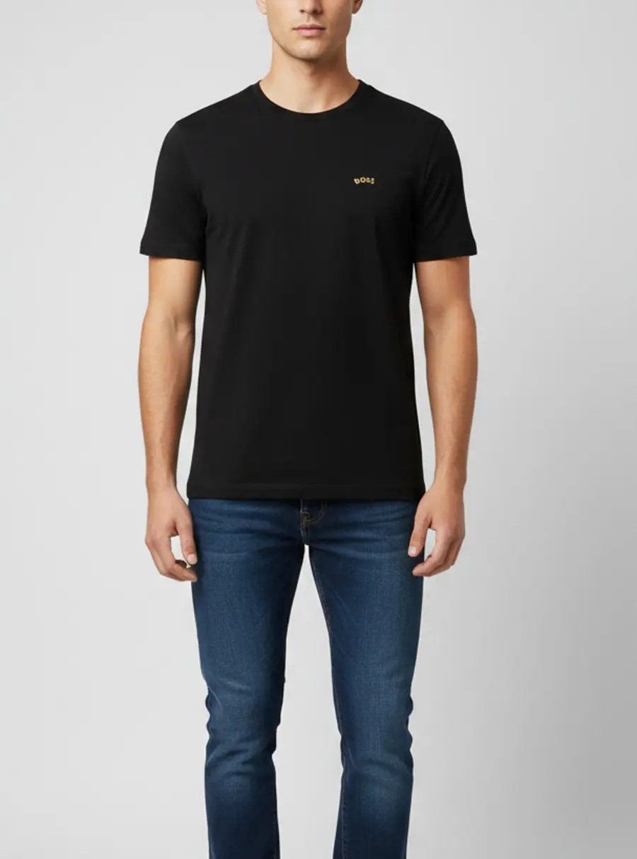 Boss By Hugo Boss Green Label Black Curve Logo Jersey T-Shirt M
