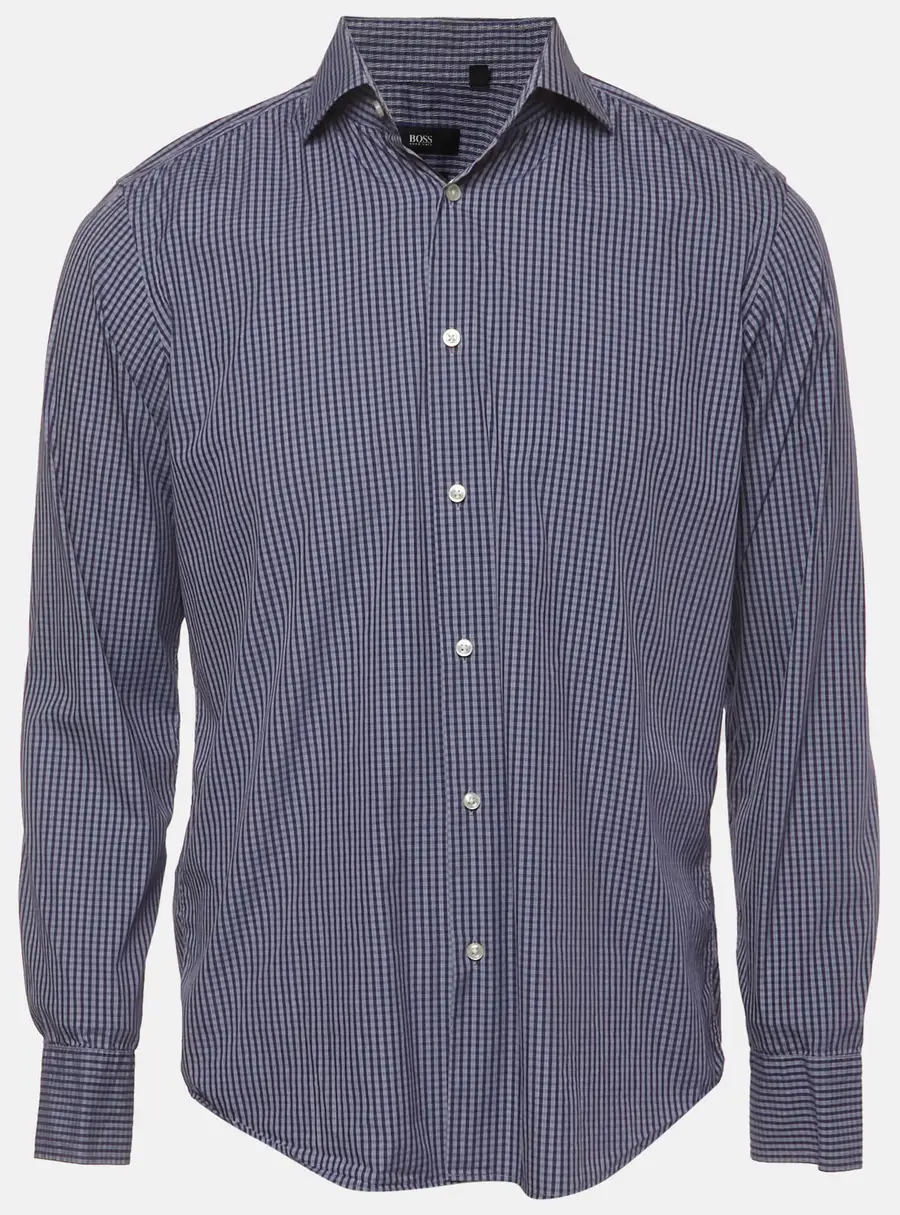 Boss By Hugo Boss Blue Check Print Stretch Cotton Regular Fit Gordon Shirt M