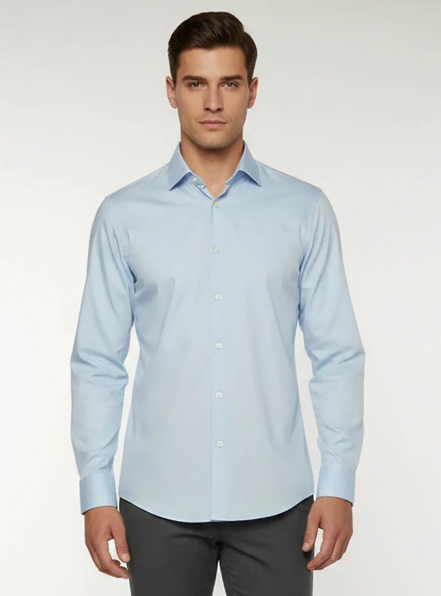Boss By Hugo Boss Blue Cotton Poplin Button Up Shirt S