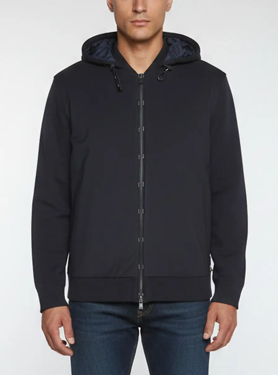 Boss By Hugo Boss Navy Blue Nylon and Wool Hooded Jacket XXXL