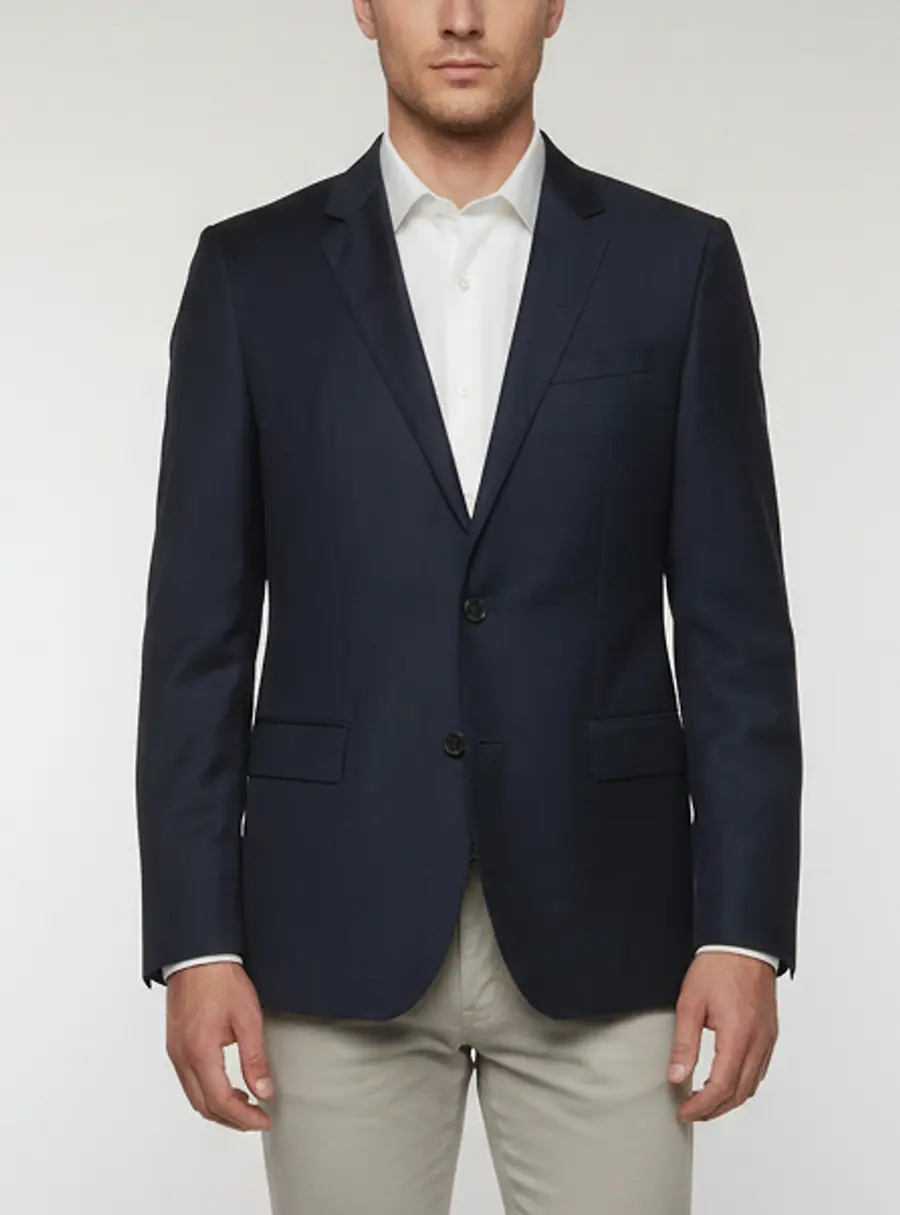 Boss By Hugo Boss Navy Blue Check Wool Single Breasted Huge3/Genius4 Blazer L