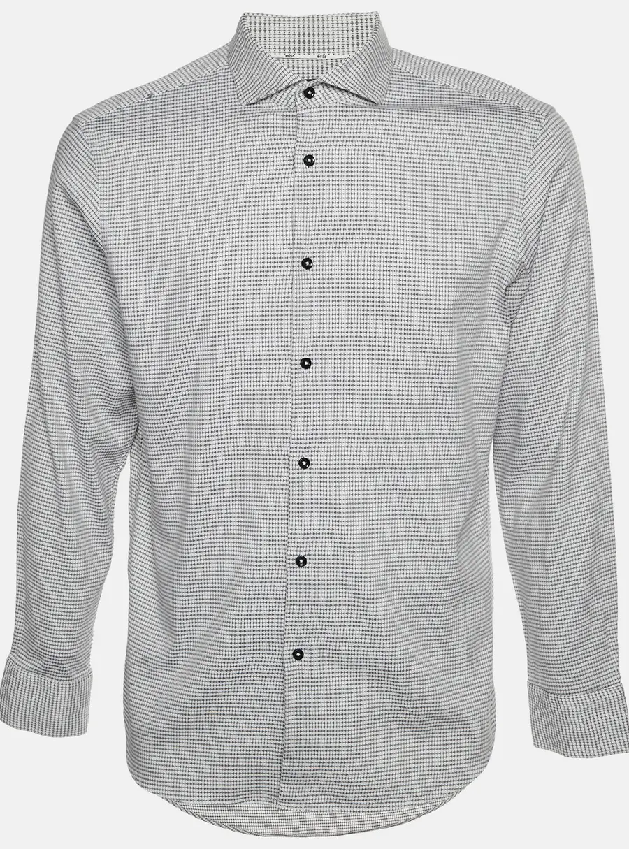 Boss By Hugo Boss White Textured Cotton Long Sleeve T-Shirt L