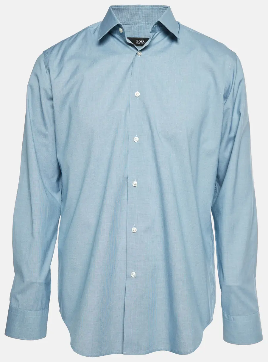 Boss By Hugo Boss Blue Micro Houndstooth Print Poplin Eliott Shirt L