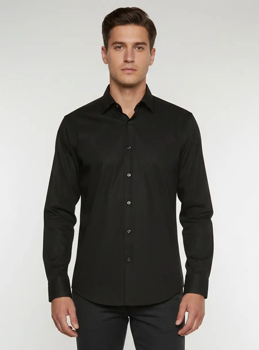 Boss By Hugo Boss Black Poplin Regular Fit Enzo Shirt L