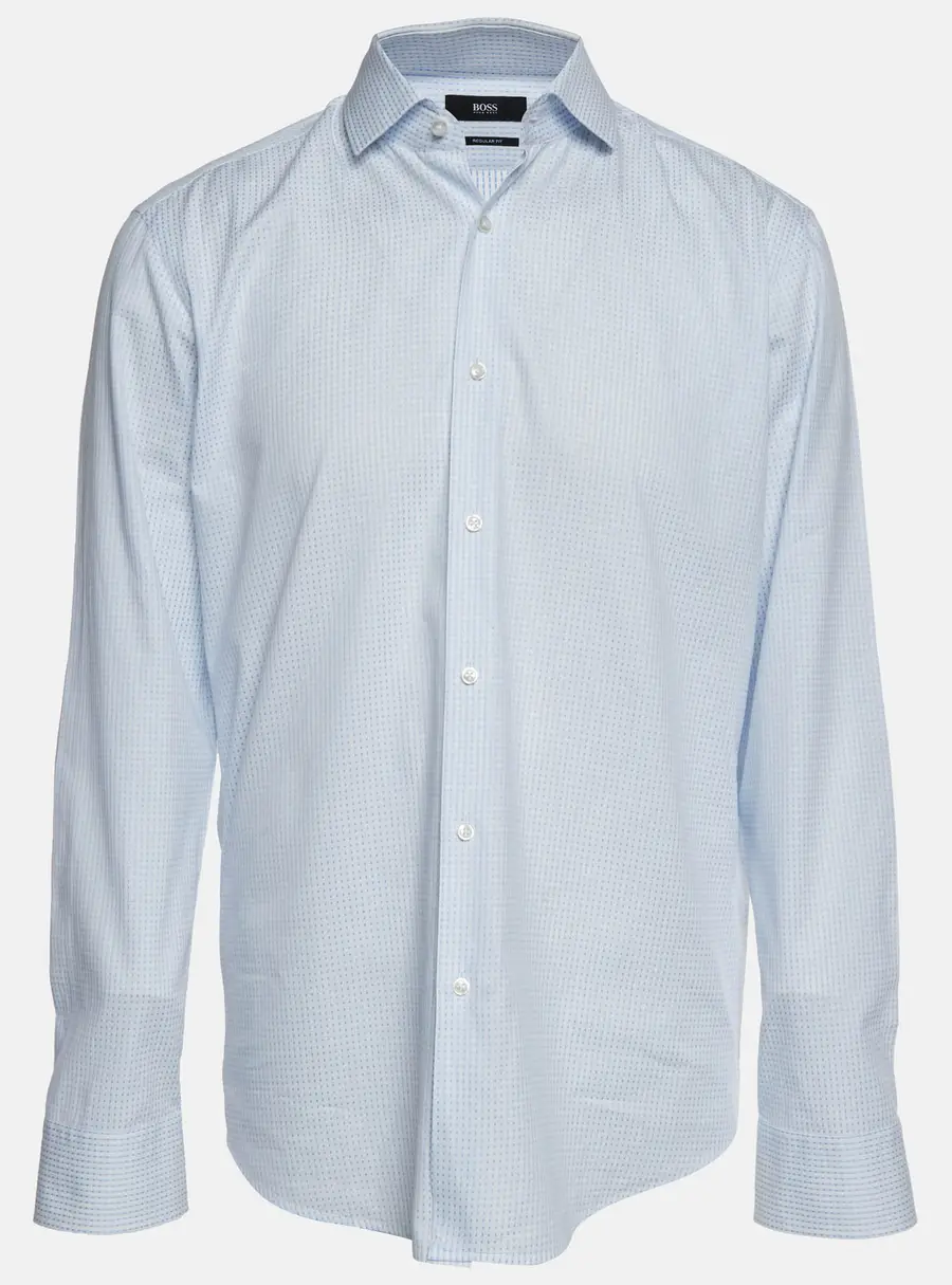 Boss By Hugo Boss White/Blue Dotted Cotton Gordon Shirt L