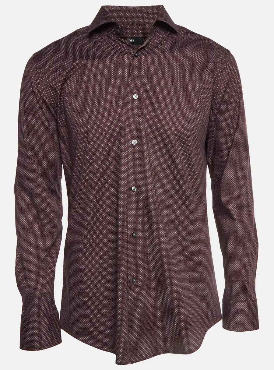 Boss By Hugo Boss Burgundy Geometric Print Cotton Jason Shirt XL