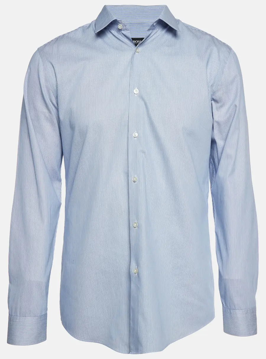 Boss By Hugo Boss Blue Striped Poplin Slim Fit Isko Shirt XL