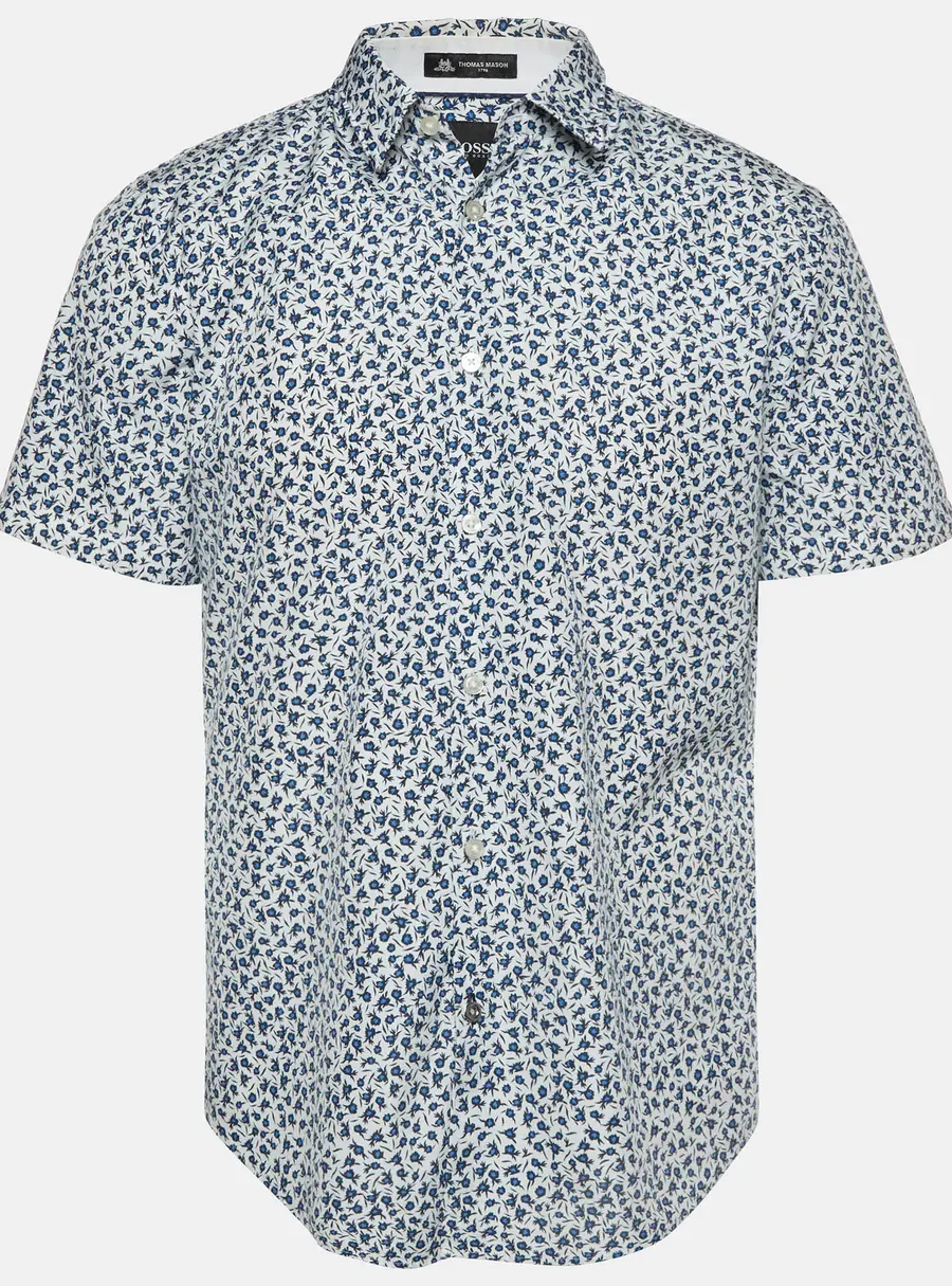 Boss By Hugo Boss White Floral Print Poplin Slim Fit Ronn Shirt L