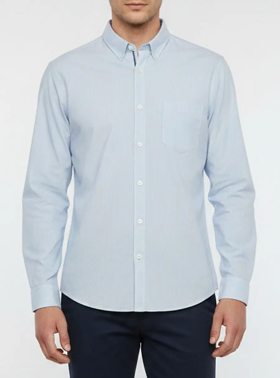 Boss By Hugo Boss Green Label Blue Striped Poplin C-Benzi Shirt XXXL