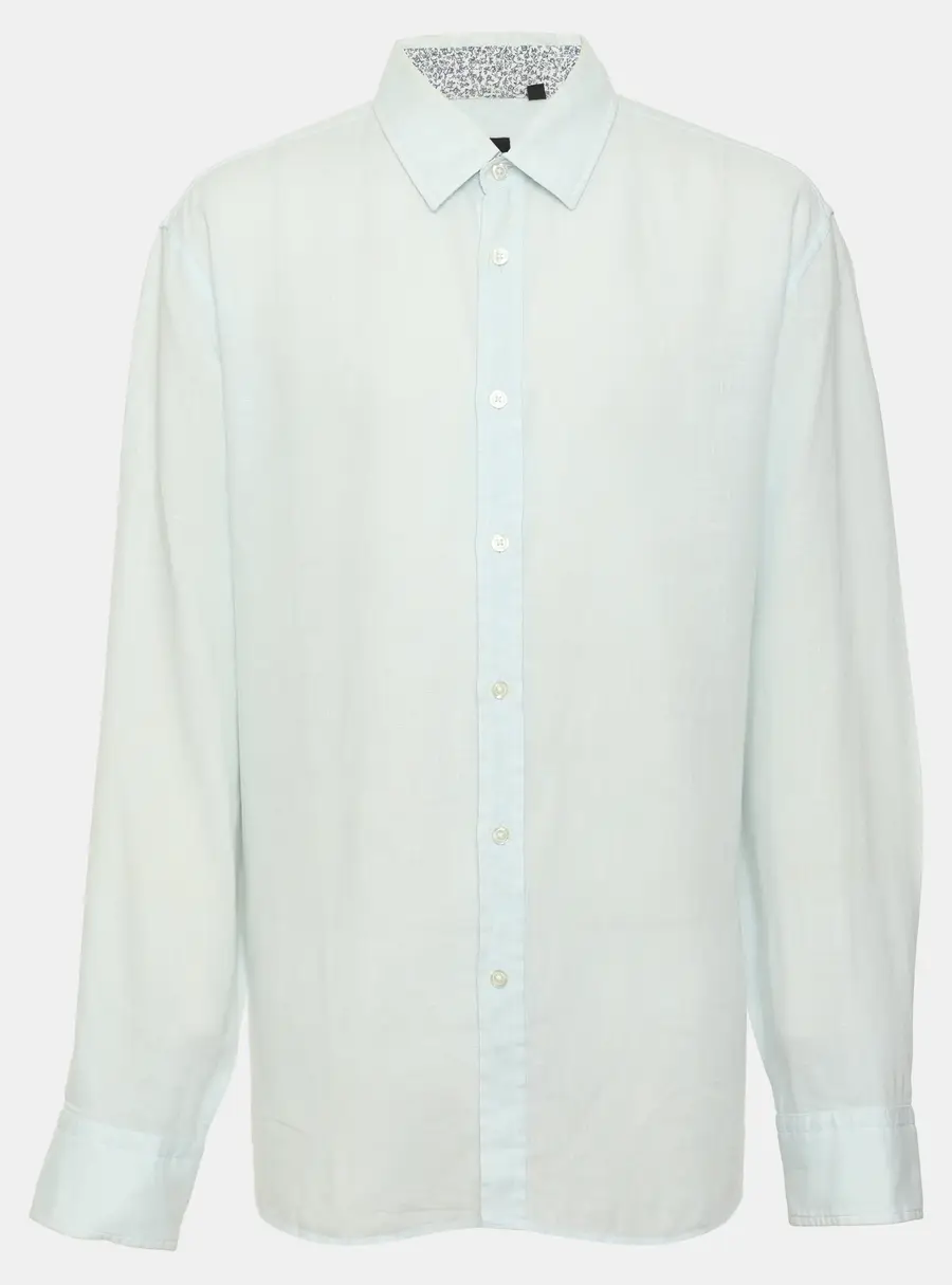 Boss By Hugo Boss Light Blue Linen Long Sleeve Shirt XXL
