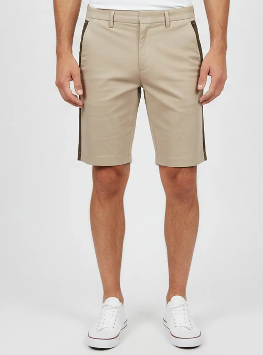 Boss By Hugo Boss Beige Stretch Cotton Slim Fit Liem4 Shorts L