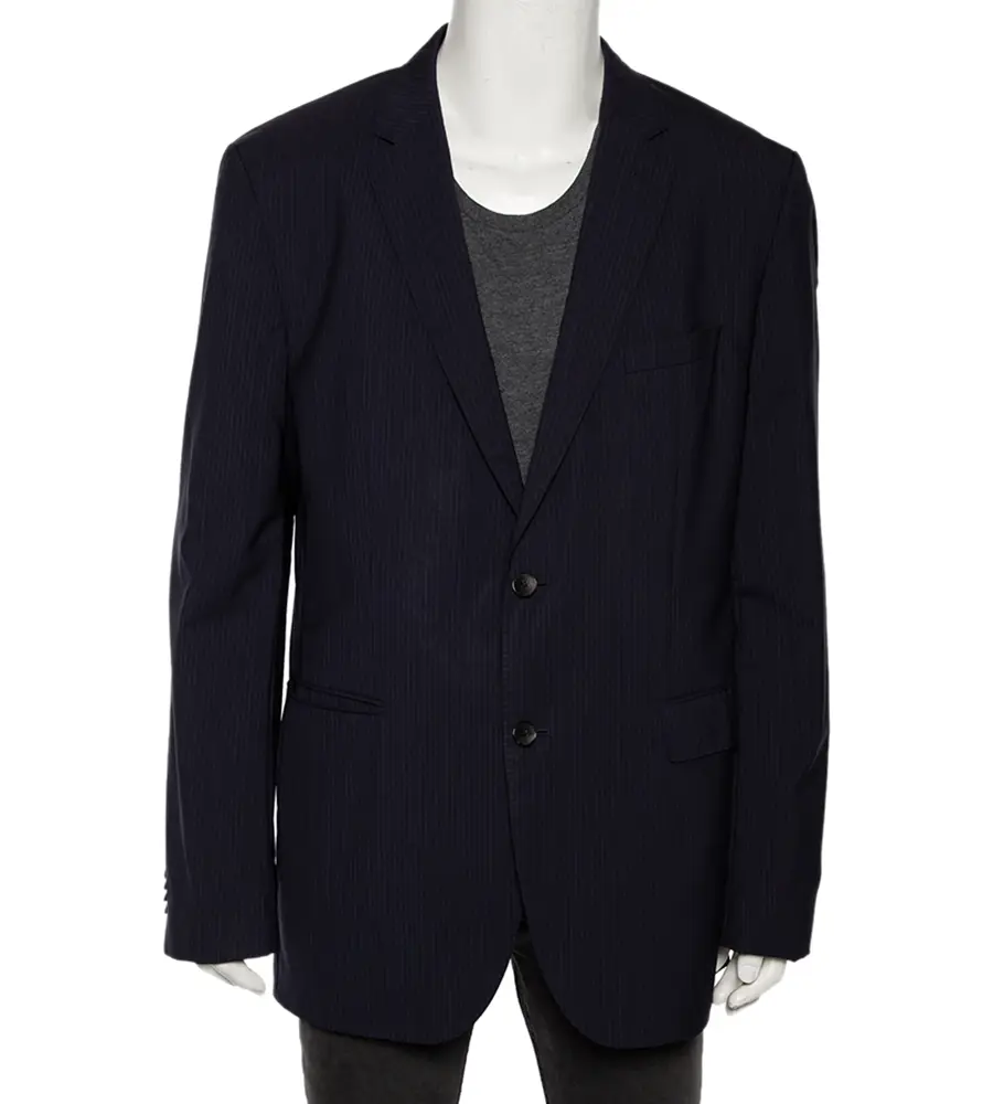 Boss By Hugo Boss Navy Blue Striped Wool Johnstons1/Lenon Blazer XXL