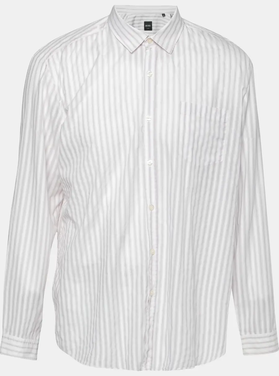 Boss By Hugo Boss White Striped Cotton Shirt XXL