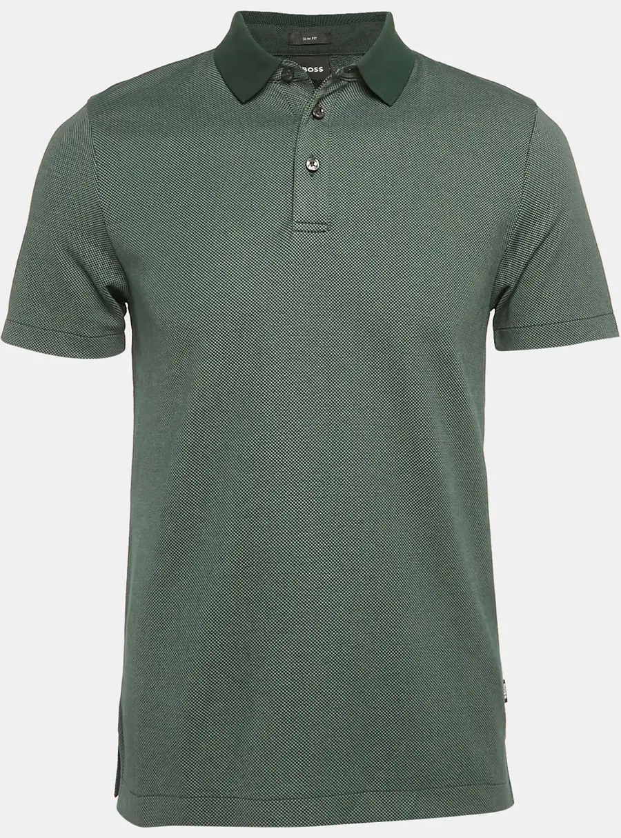 Boss By Hugo Boss Green Patterned Cotton Slim Fit Polo T-Shirt S