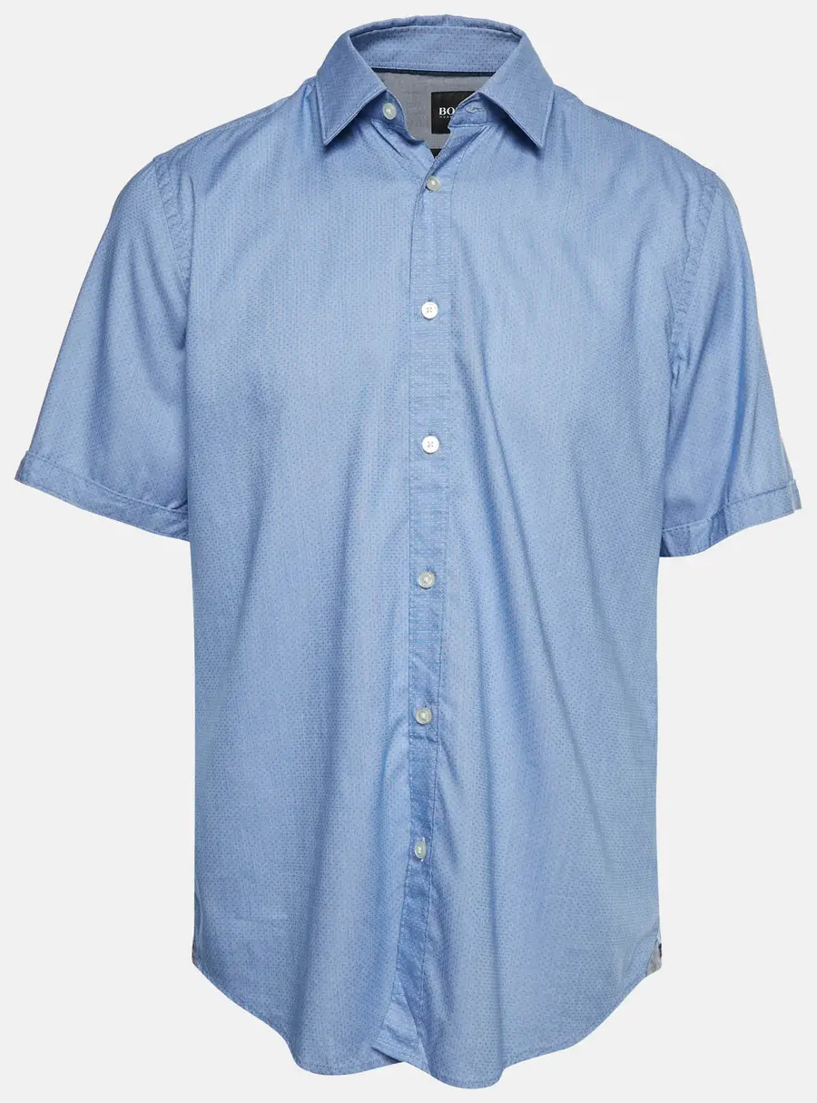 Boss By Hugo Boss Blue Cotton Lyocell Blend Luka Shirt L