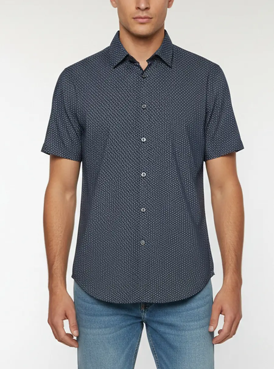 Boss By Hugo Boss Navy Blue Floral Print Poplin Luka Shirt L