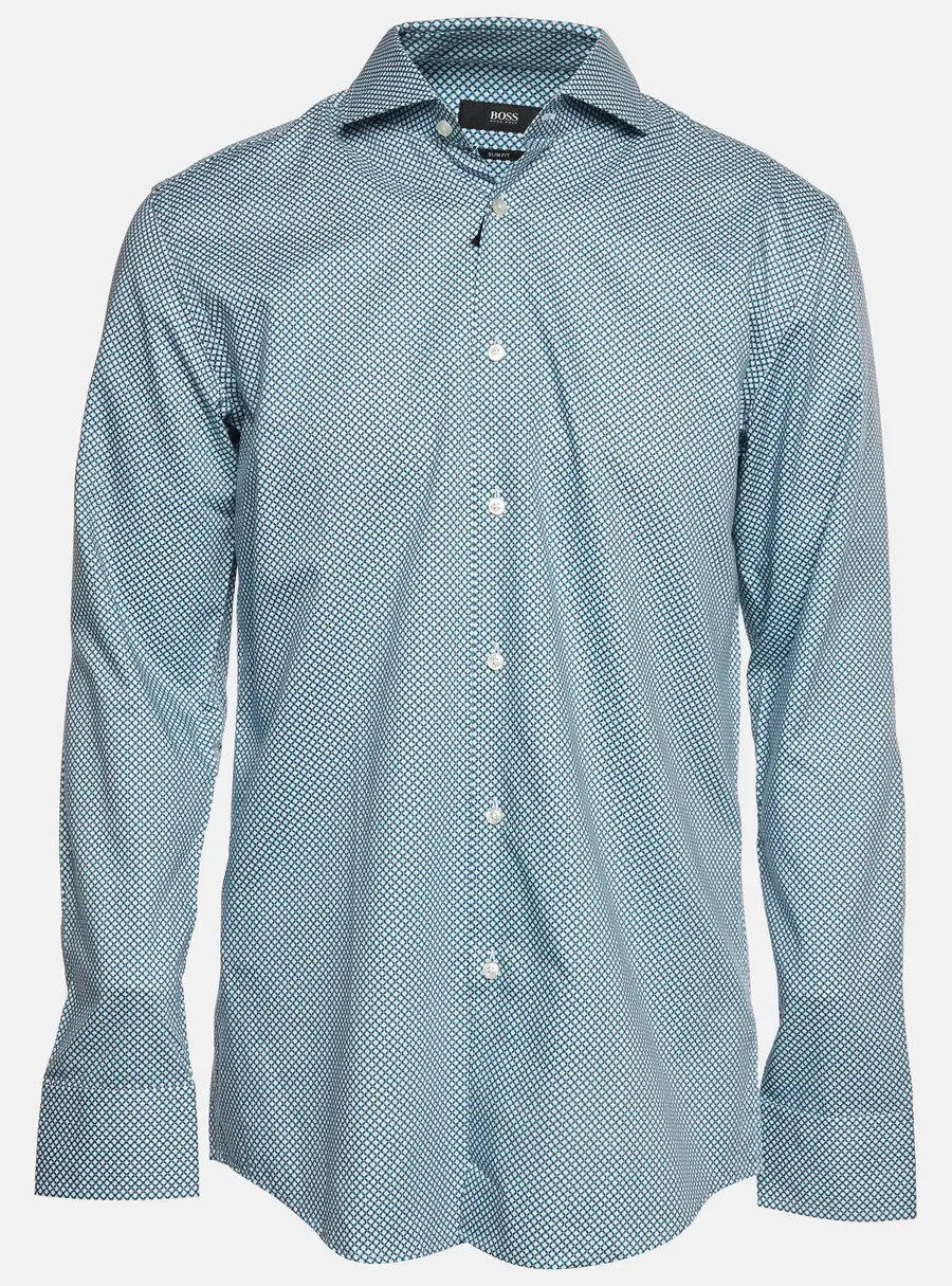 Boss By Hugo Boss White/Green Slim Fit Jason Shirt XL