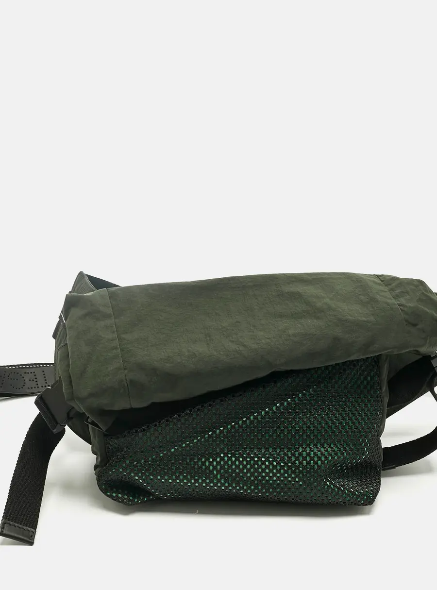 Bottega Veneta Dark Green Nylon Paper Touch Belt Bag