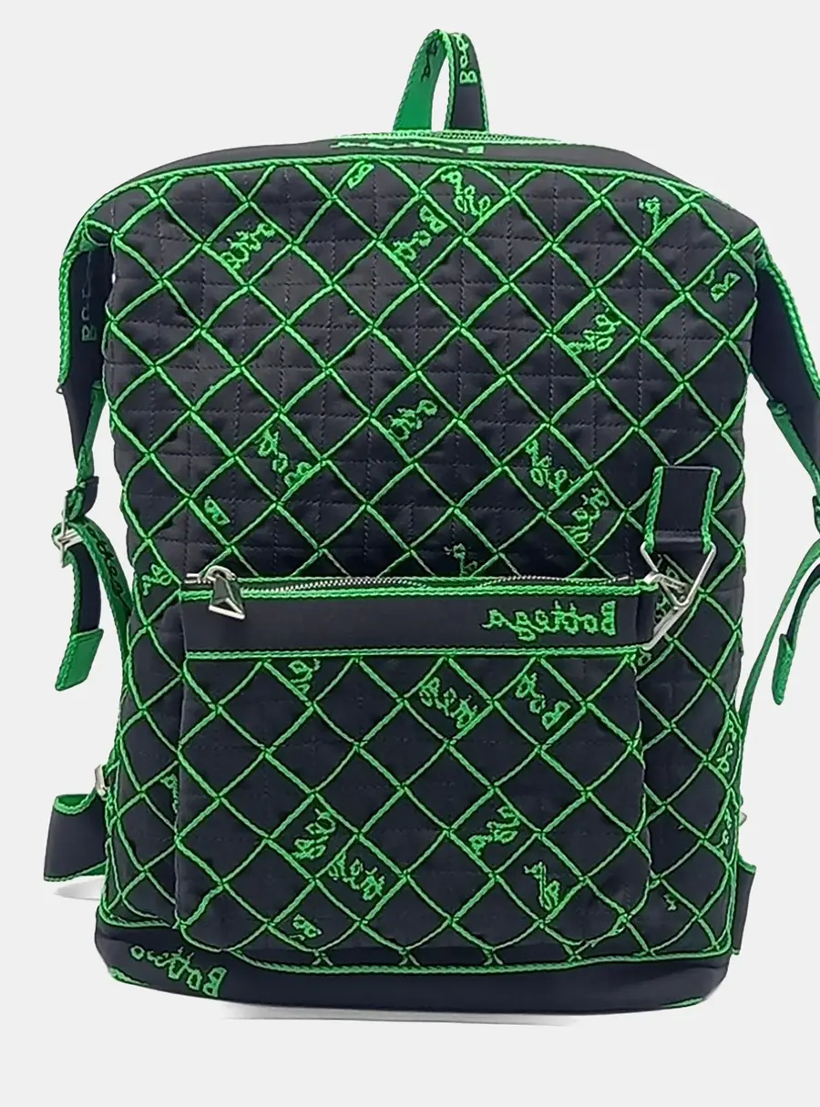 Bottega Veneta Quilted Medium Black Fabric Nylon Backpack Bag