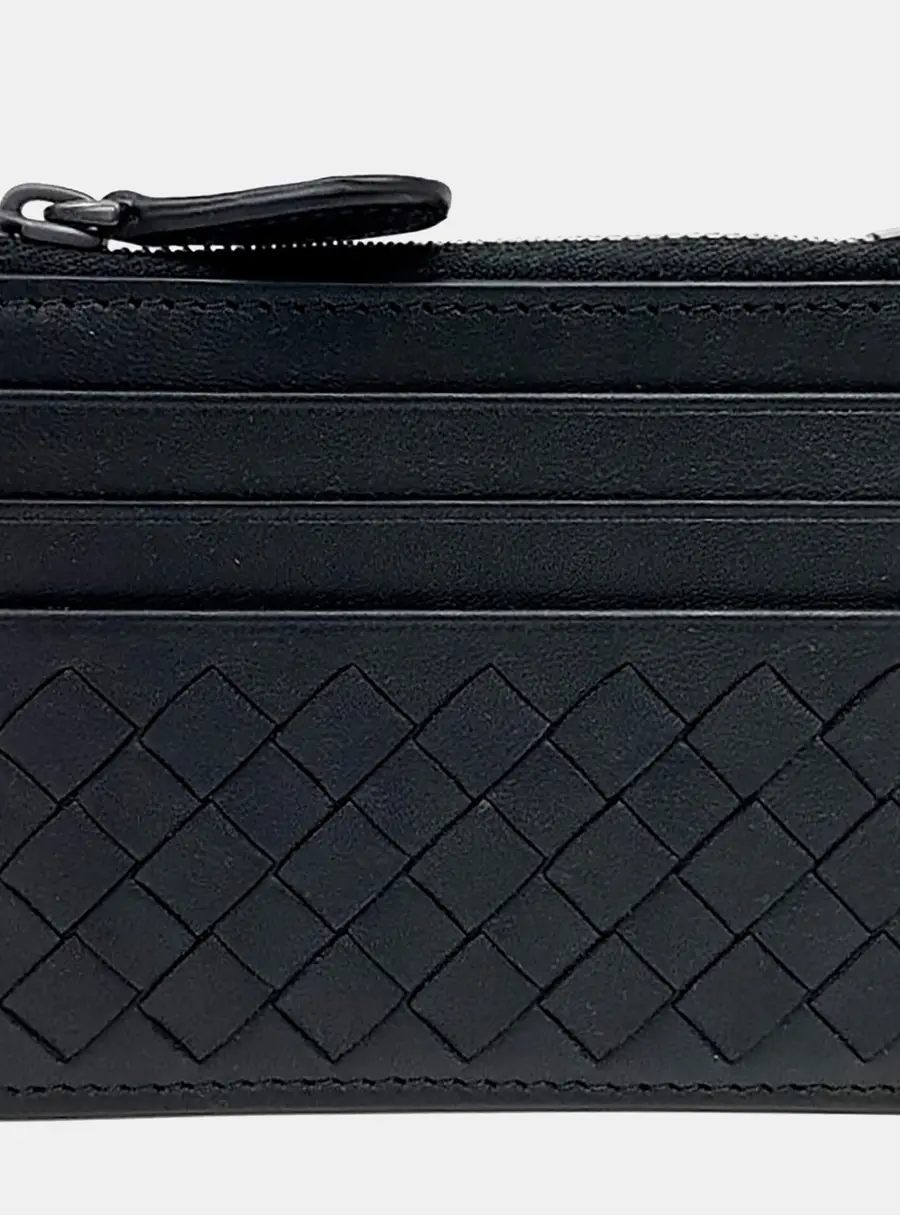Bottega Veneta Intrecciato Black Leather Card Holder Bag