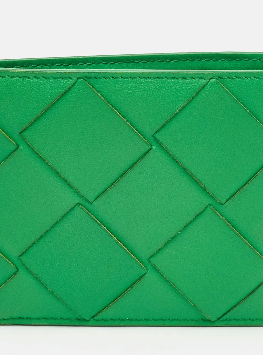 Bottega Veneta Green Intrecciato Leather Bifold Wallet
