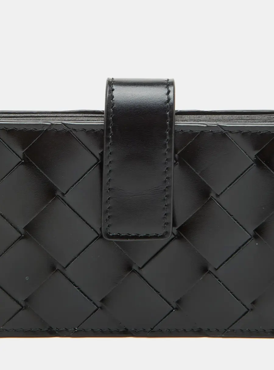 Bottega Veneta Black Intrecciato Leather Card Case