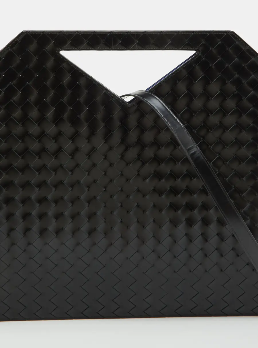 Bottega Veneta Black Intrecciato Leather Cut Out Handle Convertible Tote