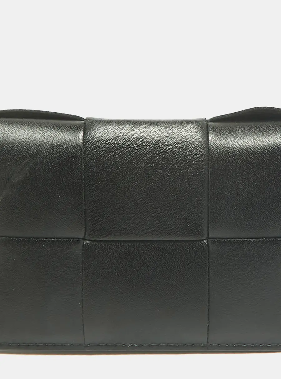Bottega Veneta Cassette Flap Black Intrecciato Leather Card Case