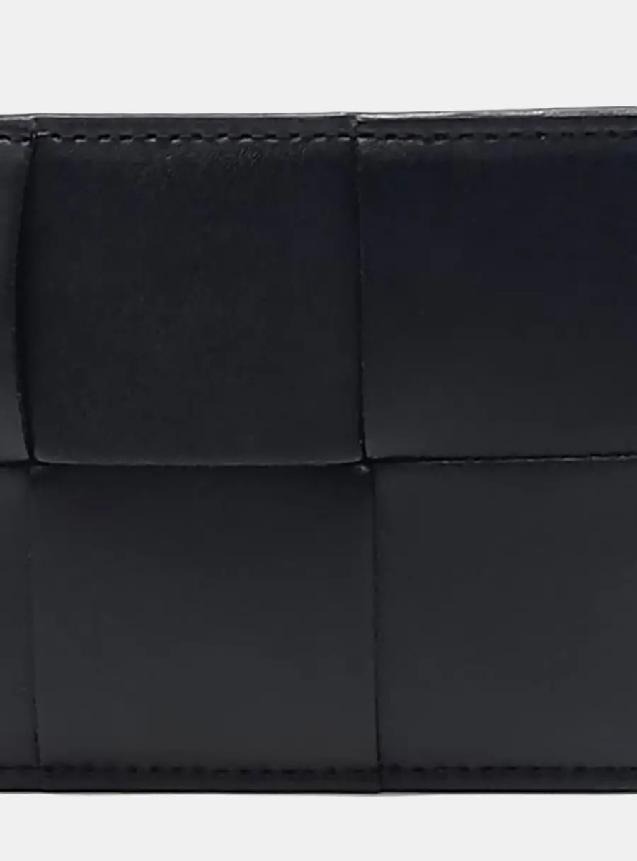 Bottega Veneta Intrecciato Black Leather Bifold Wallet Bag