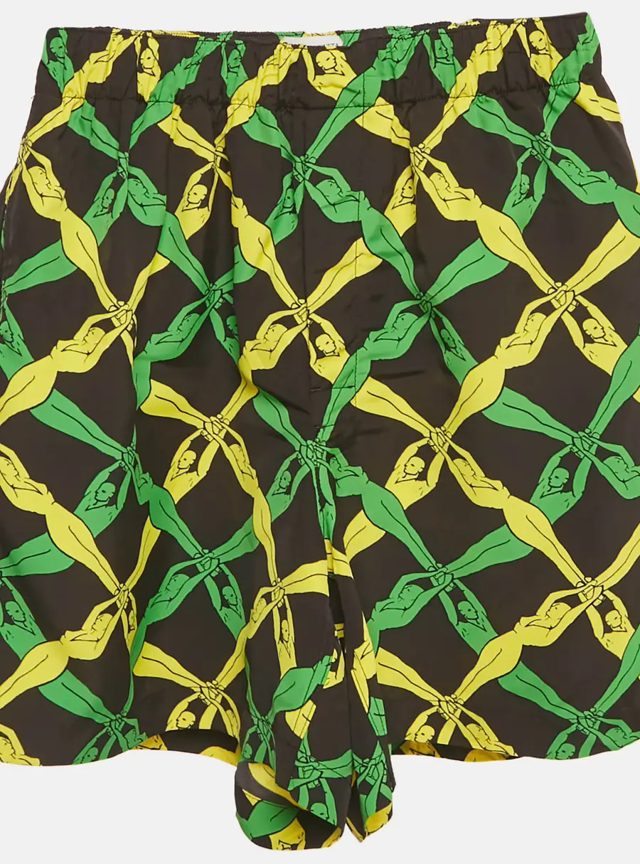 Bottega Veneta Black Fantasia Print Satin Short XXS