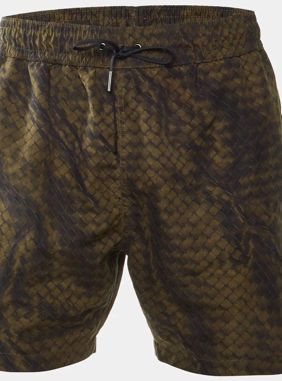 Bottega Veneta Green Intreccio Print Taffeta Swim Shorts L