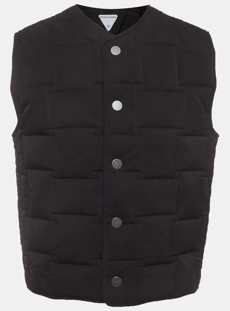 Bottega Veneta Black Geometric Quilted Nylon Sleeveless Vest M