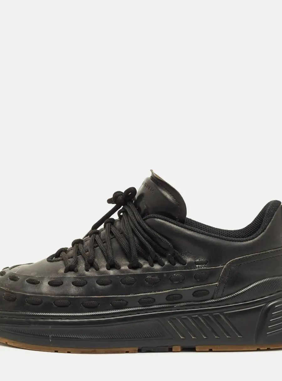 Bottega Veneta Speedster Size 45 Black Leather Lace Up Sneakers