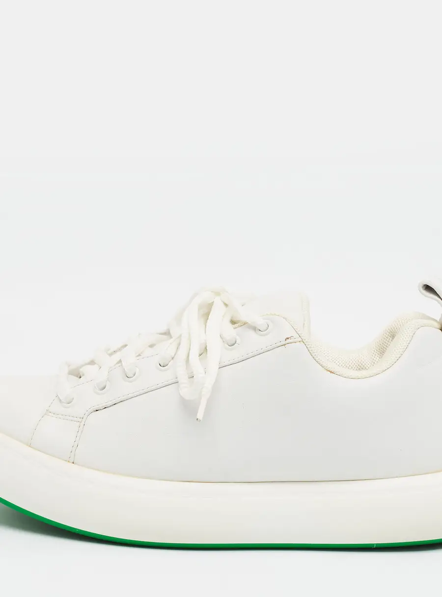 Bottega Veneta Pillow Size 41 White Leather Lace Up Sneakers