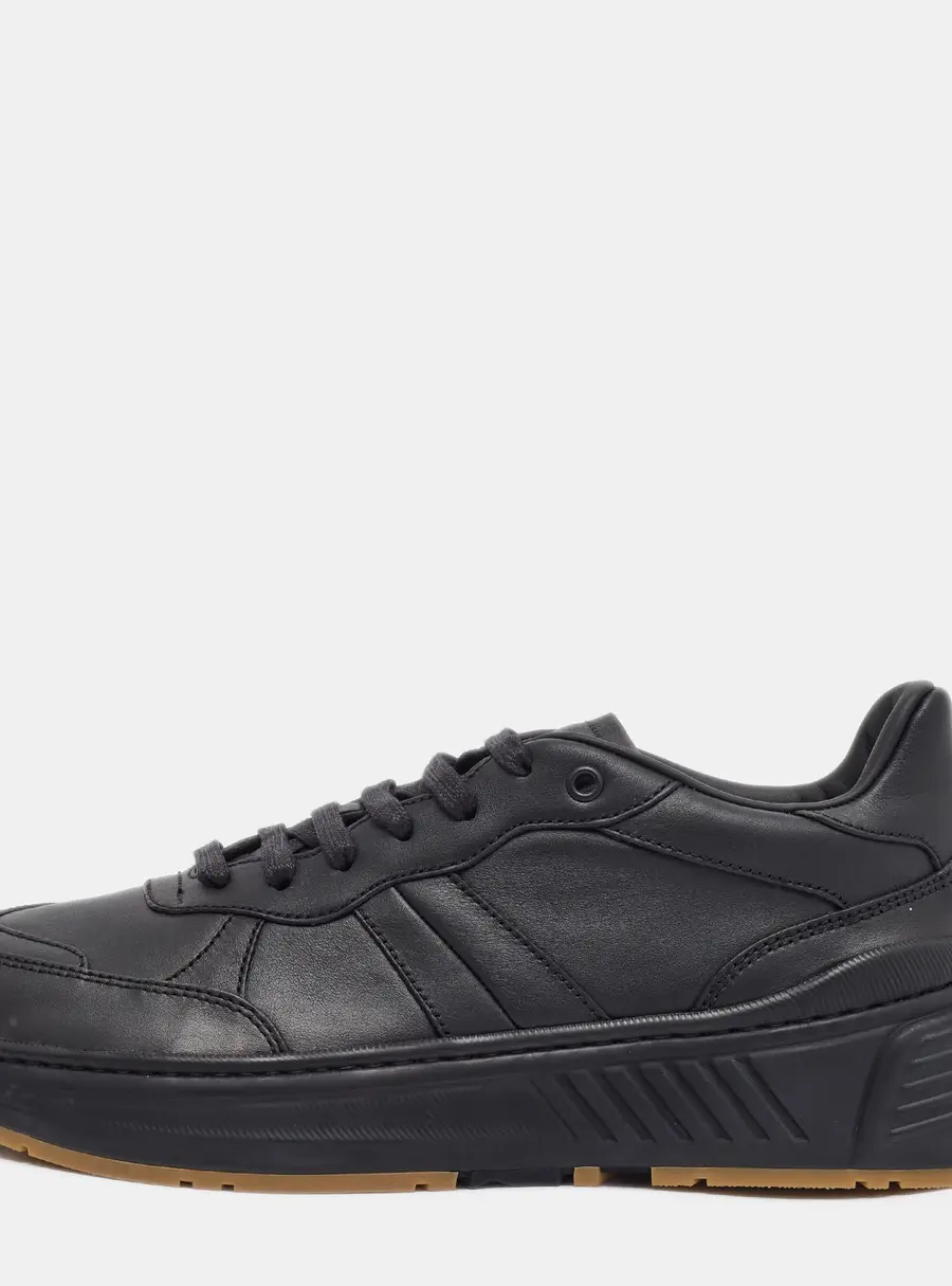 Bottega Veneta Speedster Size 43.5 Black Leather Lace Up Sneakers