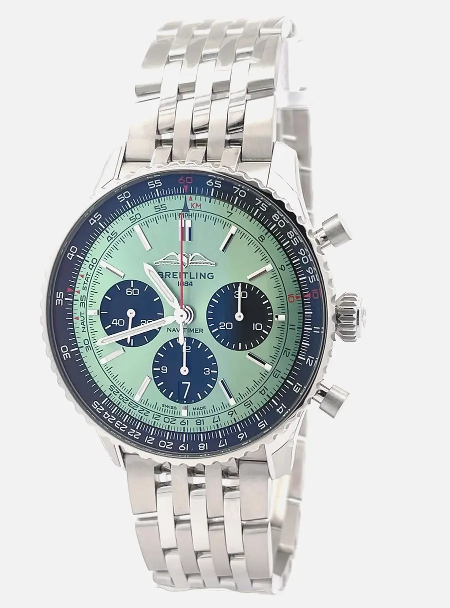Breitling Navitimer 1 B01 Chronograph 43 AB0138241L1A1 Automatic Green Stainless Steel Men's Wristwatch 43mm