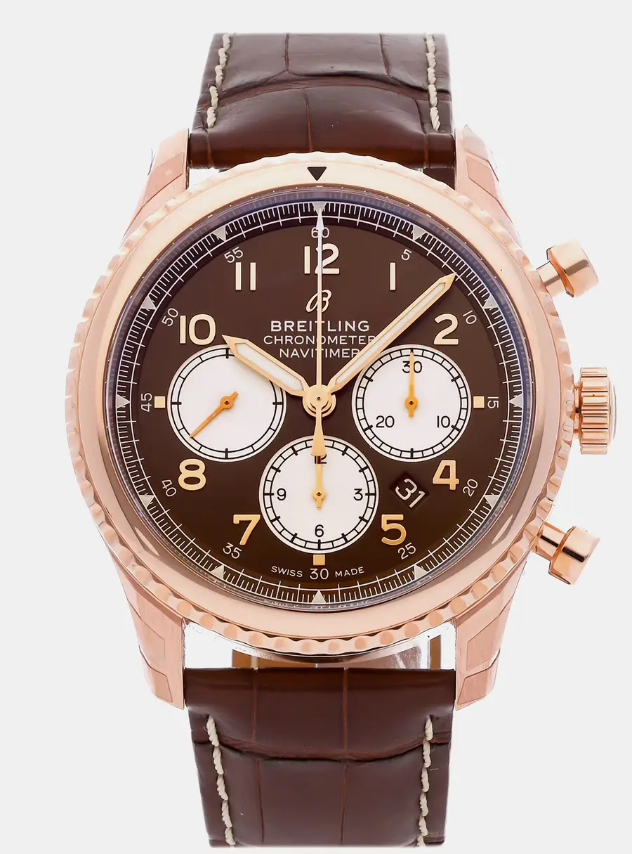 Breitling Navitimer 8 B01 Chronograph RB0117131Q1P1 Automatic Chronograph Bronze Dial 18k Rose Gold Men's Wristwatch 43mm