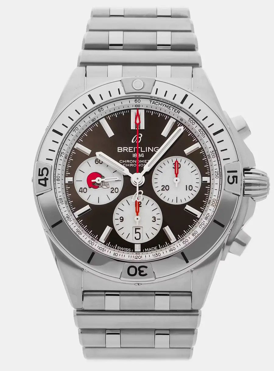 Breitling Chronomat B01 NFL Cleveland Browns Edition AB01342B1B6A1 Automatic Chronograph Black Dial Stainless Steel Men's Wristwatch 42mm