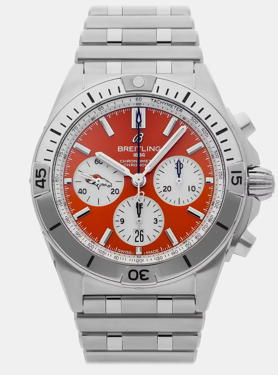 Breitling Chronomat B01 AB01342B1O2A1 Automatic Chronograph Orange Dial Stainless Steel Men's Wristwatch 42mm