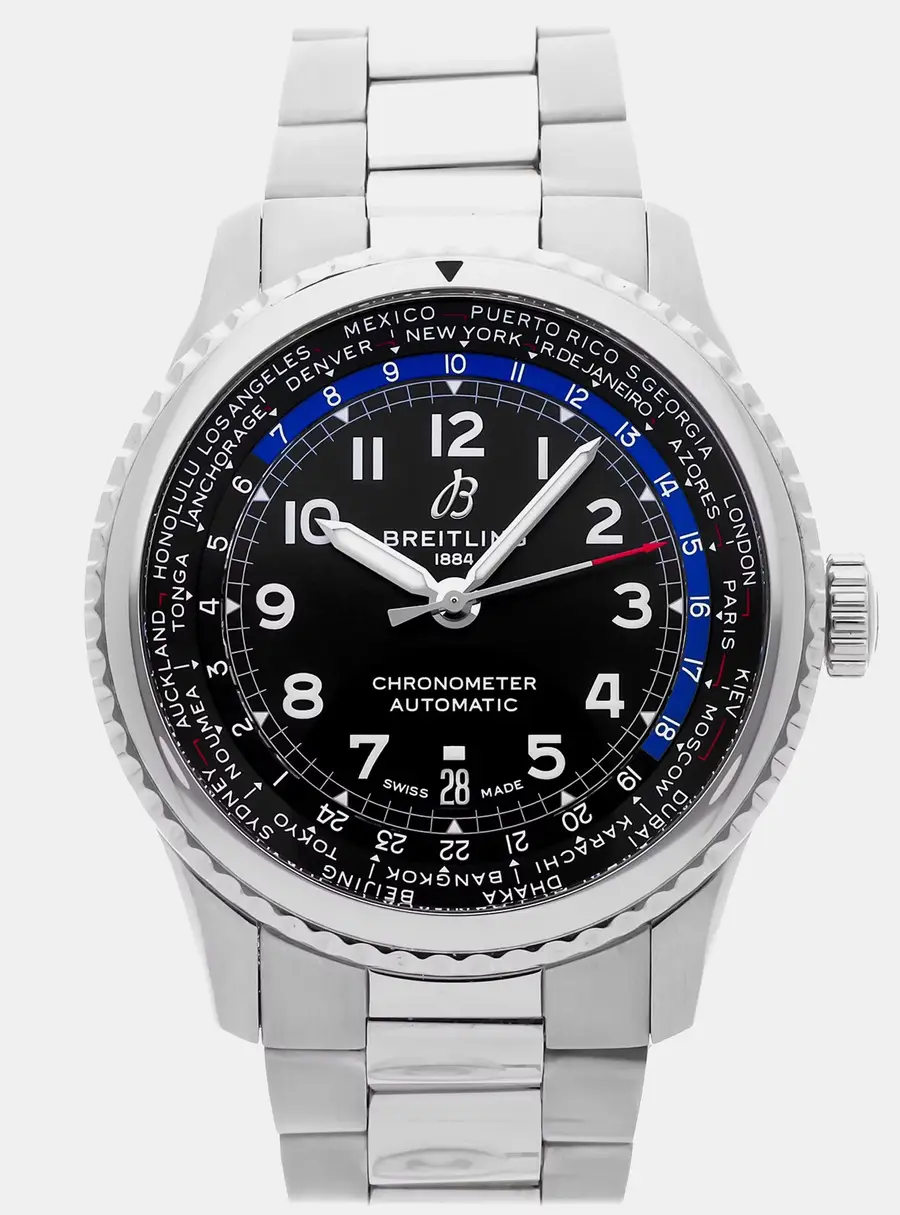 Breitling Aviator 8 B35 Unitime 43 AB3521U41B1A1 Black Stainless Steel Automatic Men's Wristwatch 43mm