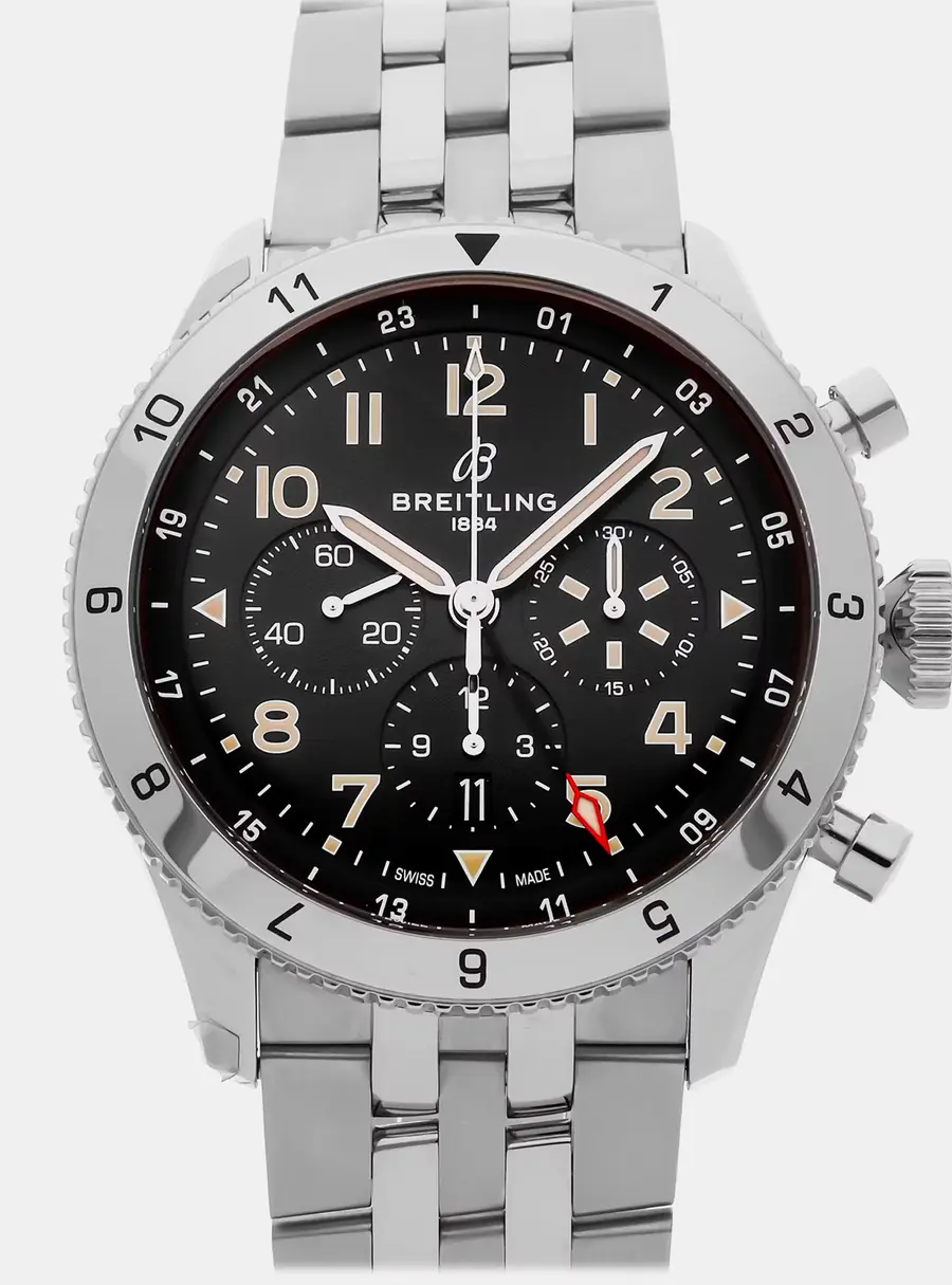 Breitling Super Avi B04 Chronograph GMT P-51 Mustang AB04453A1B1A1 Black Stainless Steel Automatic Men's Wristwatches 46mm