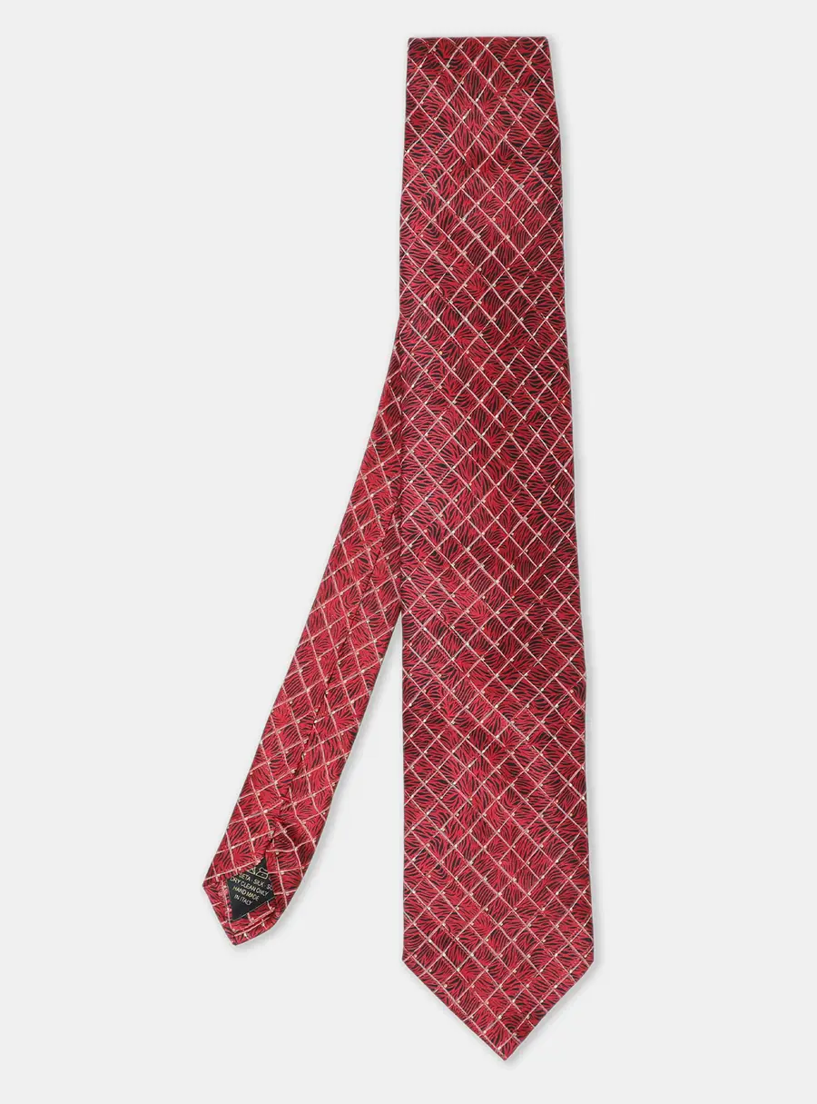 Brioni Red Diamond Pattern Silk Tie