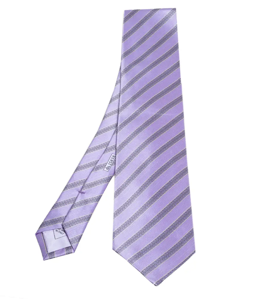 Brioni Purple Diagonal Stripe Print Silk Satin Tie